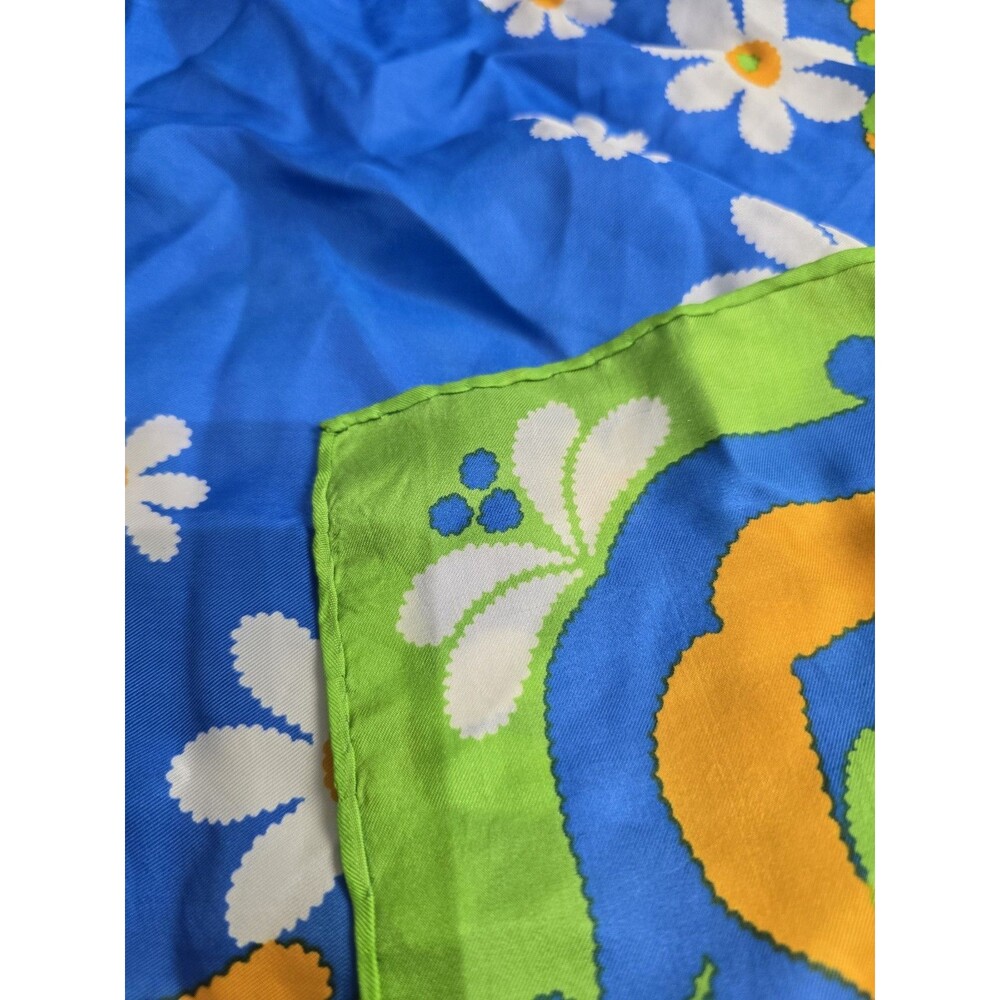 Vintage Ladies Chiffon Scarf Retro 60’s Multicolor Flower Power Boho Hippie 27” - Picture 5 of 10